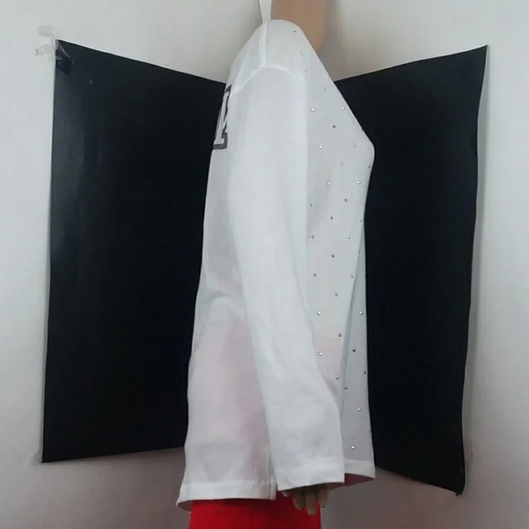 Victoria Secret Pink White Embellished Long Sleeve Top - Picture 4 of 7